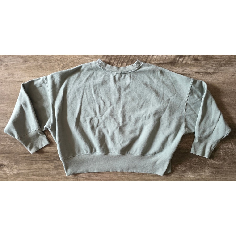 DKNY Sport Womens Sage Green Cropped Sweatshirt Relaxed Crew Neck Pullover Small - Picture 4 of 4